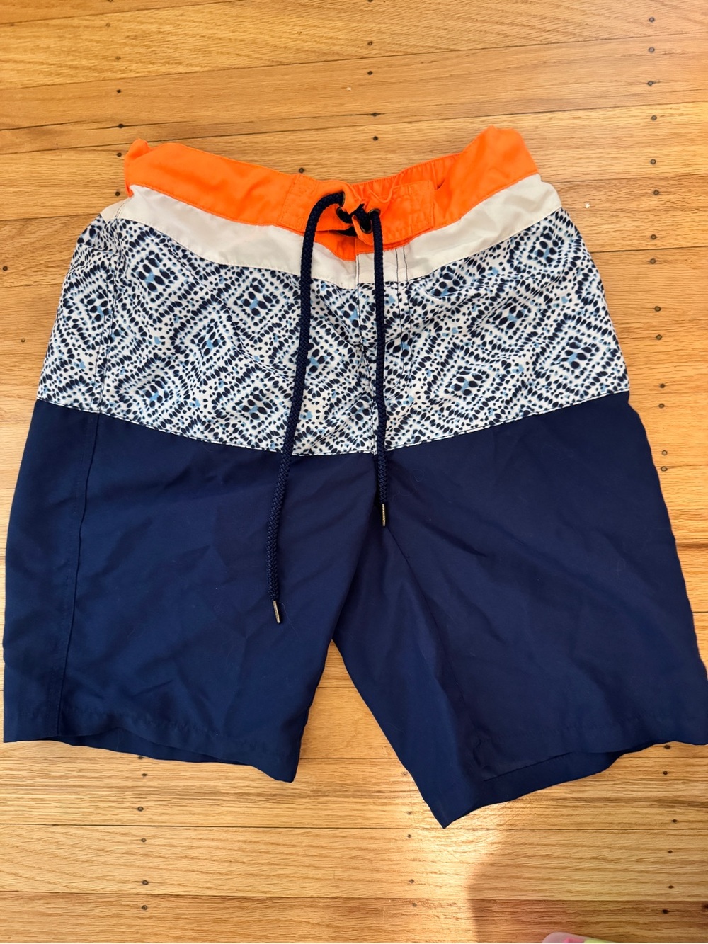 Sunuva Boys' Navy Swim Trunks with Orange Waistband